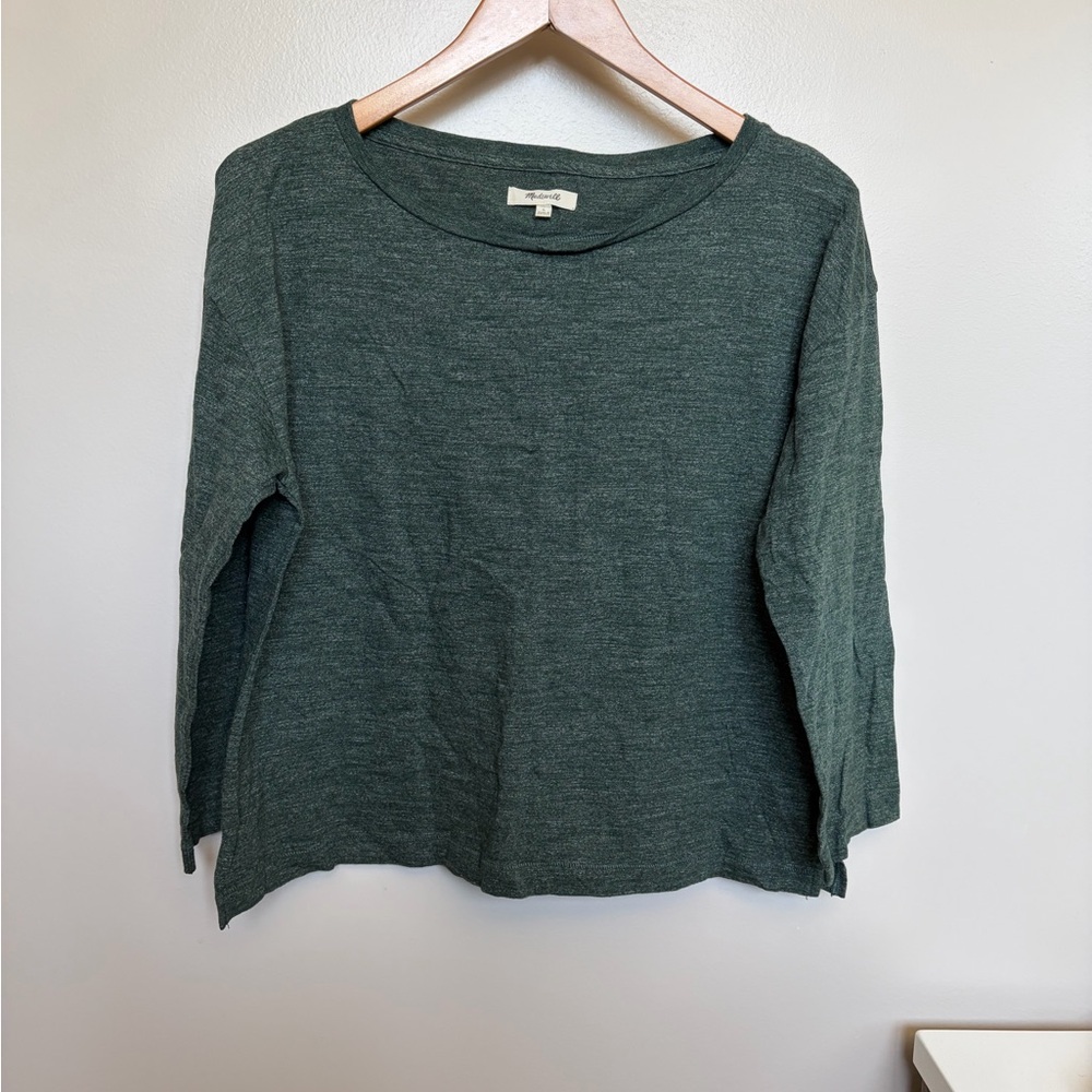 Madewell Forest Green Long Sleeve Boatneck Sweater